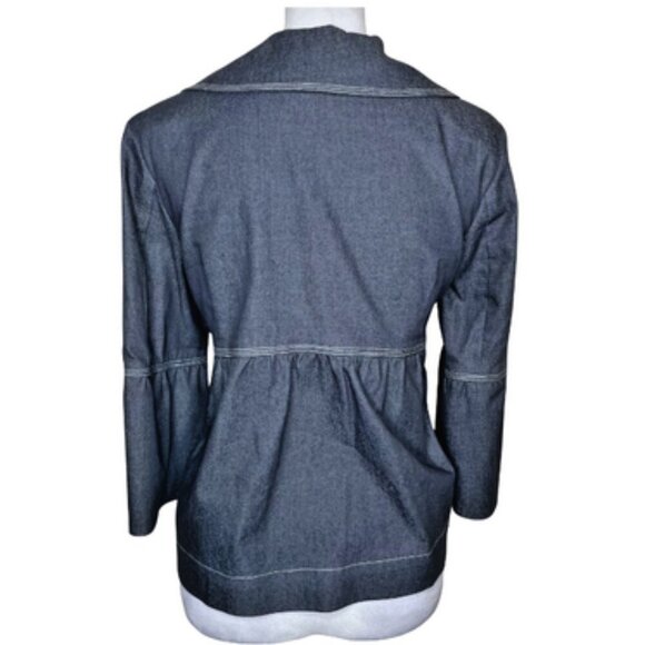 Robert Louis Cotton Stretch Dark Denim 3/4 Sleeve Button Flared Jacket Sz Med - Picture 3 of 7